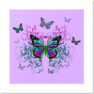 Bright Colorful Butterflies Posters and Art